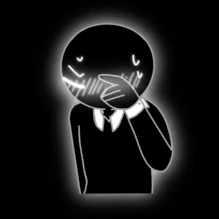 🌟 black and white, character, shy, blush, nervous telegram sticker