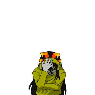 😑 Аниме, Стикер, Мультфильм, Грустный, Разочарованный, Толстовка telegram sticker