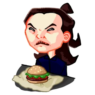 😫 Frau, Burger, Essen, wütend, Ekel telegram sticker