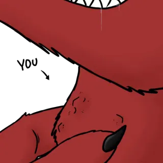 👅 монстр, красный, зубы, когти, демон telegram sticker
