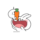 😝 cenoura, coelho, boca, comida, fofo, animal whatsapp sticker