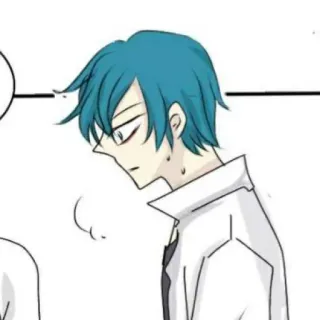 🦕 Anime, Cartoon, blaue Haare, Schweiß whatsapp sticker