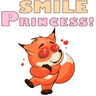 😉 SMILE PRINCESS! raposa, sorriso, princesa, desenho animado, animal, fofo whatsapp sticker