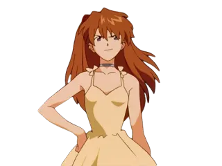 🙂 Asuka Langley Soryu Neon Genesis Evangelion Anime, Gadis, Gaun, Tsundere, Percaya diri telegram sticker