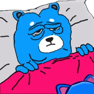 😔 ours, triste, malade, dessin animé, bleu, animal telegram sticker