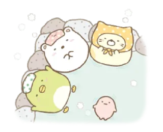 😋 kawaii, carino, animali, relax, cartoni animati, adesivo whatsapp sticker