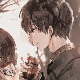 🍁 anime, cặp đôi, cà phê, lãng mạn telegram sticker