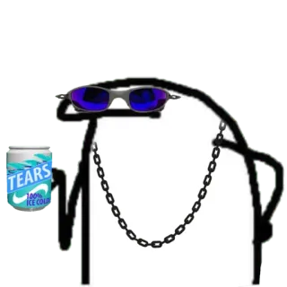 🥤 TEARS
100% ICE COLD 火柴人, 饮料, 太阳镜, 链子, 眼泪, 冰冷 telegram sticker