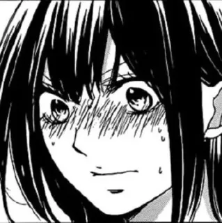 🖤 Anime, Mangá, Garota, Preocupada, Suor, Expressão, Quadrinhos, Retrato telegram sticker