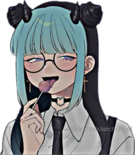 ☺️ gamtresstickerchannel fille anime, diable, sucette, lunettes, cravate telegram sticker