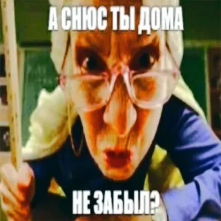 ❓ А снюс ты дома не забыл? russisches Meme, Lehrer, Sarkasmus, Frage, Snus telegram sticker