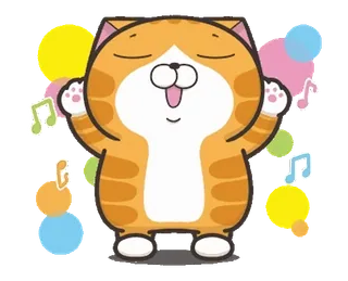 ⭐️ gato, dibujos animados, música, notas, lindo, feliz, animal telegram sticker
