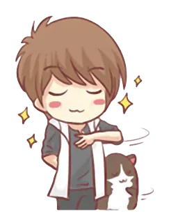 😏 Chibi, Anime, Cartoon, Katze, Glitzer, Süß, Kawaii telegram sticker