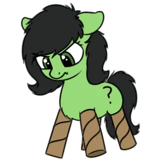 🧪 ? 小马, 卡通, 问号, 绿色, 角色, 动物 telegram sticker