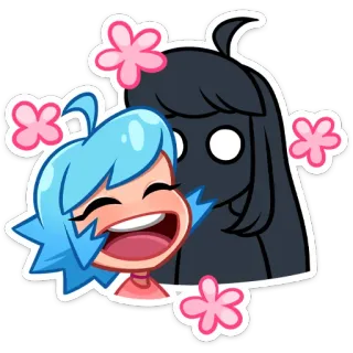 😅 cartoon, girl, friend, flower, cute telegram sticker