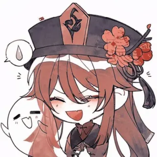 👻 Hu Tao Genshin Impact 动漫, 原神, 胡桃, 游戏, 可爱, Q版, 卡哇伊 telegram sticker