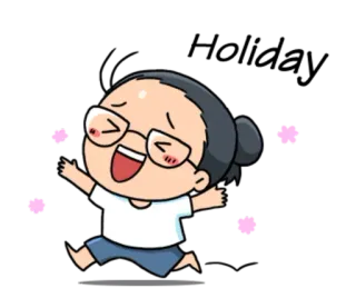 🙆 卡通, 女人, 眼镜, 快乐, 跑步, 乐趣 telegram sticker