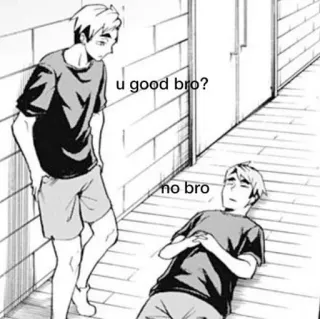 😔 u good bro? no bro Anime, Mangá, Amizade, Irmão, Meme, Triste telegram sticker