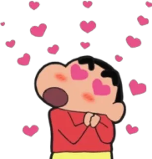 🙇‍♀️ Shin-chan Crayon Shin-chan cinta, hati, imut, kartun, anime, kasih sayang whatsapp sticker