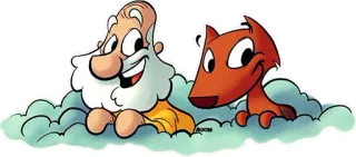 🙌 dessin animé, personnage, renard, vieil homme, nuages, mignon, amical telegram sticker