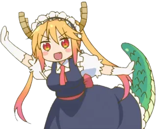 👋 Tohru Miss Kobayashi's Dragon Maid dragon, maid, animé, mignon, dessin animé, Tohru whatsapp sticker