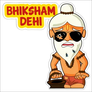 🤕 BHIKSHAM DEHI Sadhu, Indisch, Bettler, Cartoon, Sticker telegram sticker