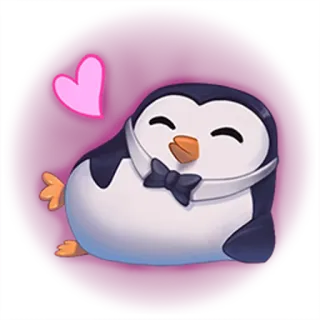 😙 펭귄, 귀여운, 동물, 만화, 하트, 사랑 telegram sticker