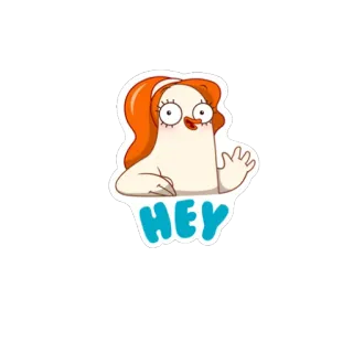 ❤ HEY Dibujo animado, Saludo, Amistoso, Saludando, Hola telegram sticker