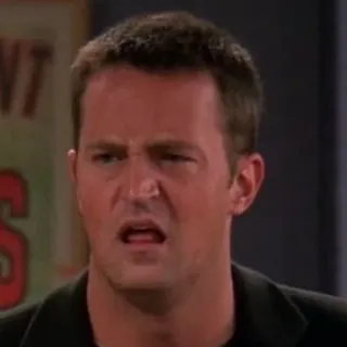 😐 Chandler Bing Friends face, expression, funny, tv show, sitcom, character telegram sticker