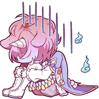 😞 애니메이션, 슬픈, 울음, 귀여운, 카와이, 치비, 만화 telegram sticker