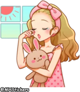 😪 @MHStickers menina, triste, chorando, coelho, adesivo, desenho animado telegram sticker