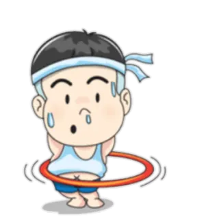 💪 kartun, olahraga, hula hoop, kebugaran, berkeringat, latihan whatsapp sticker