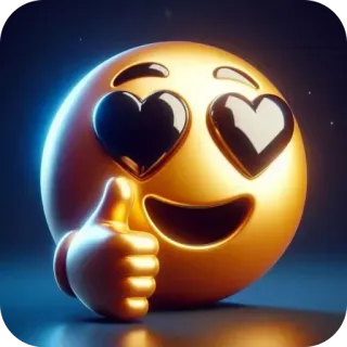 👍 อีโมจิ, ยกนิ้วโป้ง, ตาเป็นรูปหัวใจ, ความรัก, ถูกใจ, การอนุมัติ telegram sticker