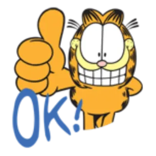 👌 Garfield OK! Garfield, Kot z kreskówki, Kciuk w górę, OK, Akceptacja, Zabawny, Naklejka telegram sticker