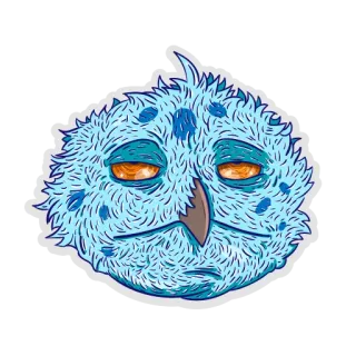💩 flauschig, Monster, traurig, Cartoon, blau, Kreatur, wuschelig telegram sticker