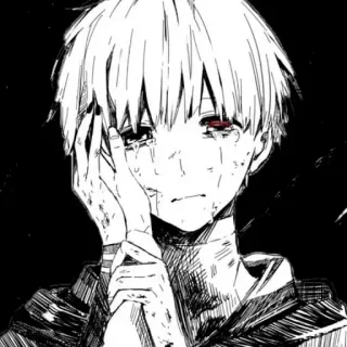 ☠️ Ken Kaneki Tokyo Ghoul anime, gore, blood, sad, crying, ghoul, monster telegram sticker