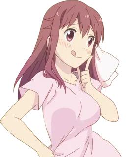 😋 anime, garota, fofa, personagem, rosa, mulher telegram sticker