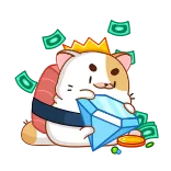 🤑 mèo, sushi, tiền, kim cương, dễ thương, kawaii telegram sticker