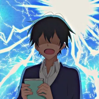 😱 animé, choqué, éclair, garçon, surpris telegram sticker