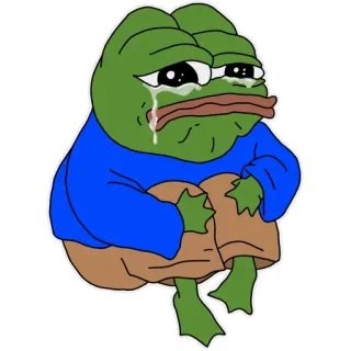 😢 Pepe the Frog Pepe de Kikker, verdrietige kikker, huilen, meme telegram sticker
