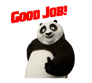 👍 Po Kung Fu Panda Good Job! panda, pollice in su, cartoni animati, animazione, incoraggiamento telegram sticker