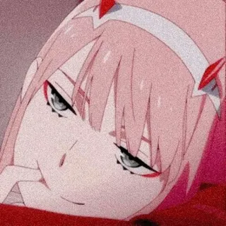 🙃 Zero Two Darling in the Franxx Anime, Różowe włosy, Rogi, Waifu, Zero Two telegram sticker