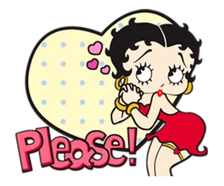 🙏 Betty Boop Please! 만화, 베티 붑, 애니메이션, 하트, 귀여운 telegram sticker