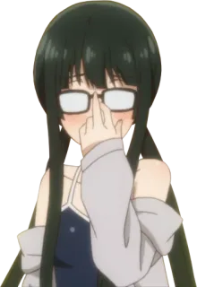👓 anime, okulary, środkowy palec, obraźliwy gest, dziewczyna telegram sticker
