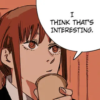 🤔 I THINK THAT'S INTERESTING. anime, manga, interesting, conversation, drink telegram sticker