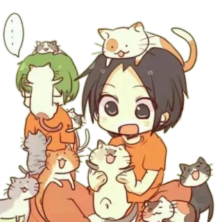 🐱 Anime, Mignon, Chat, Amoureux des chats, Kawaii, Chibi telegram sticker