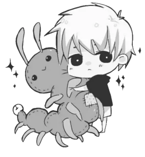 ☹ Anime, Junge, Umarmung, Monster, Süß, Kawaii, Chibi telegram sticker