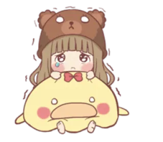 🙁 sticker, kawaii, fofo, menina, urso, pato, chorando telegram sticker