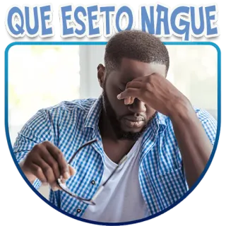 😀 QUE ESETO NA GUE frustrazione, mal di testa, stress, stanco, uomo, occhiali, dolore, infastidito telegram sticker