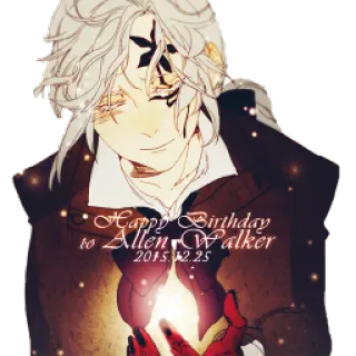 😡 Allen Walker Happy Birthday to Allen Walker 2015.12.25 Anime, Allen Walker, Ulang Tahun, D.Gray-man telegram sticker